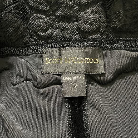 Scott McClintock Black Velvet Embroidered Mesh Gown Size 12 VTG 90s Formal Gala - Picture 11 of 15